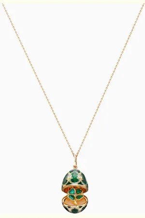 Faberge Heritage Diamond & Guilloché Clover Locket Necklace in 18kt Gold