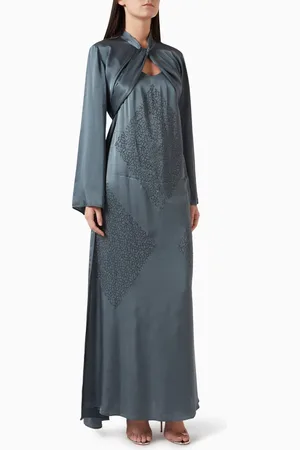 BAQA Self-tie Neck Maxi Kaftan & Inner Slip Dress