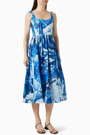 Erdem Printed Midi Dress in Cotton-blend