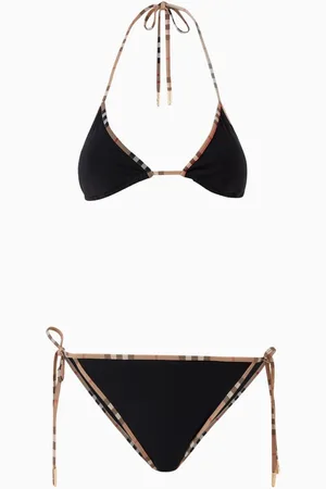 Burberry Check Triangle Bikini Set in Stretch-nylon