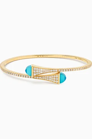 Marli Cleo Diamond & Chalcedony Midi Slip-on Bracelet in 18kt Gold