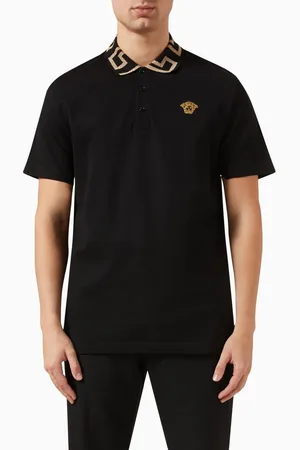 VERSACE Greca Polo Shirt in Cotton