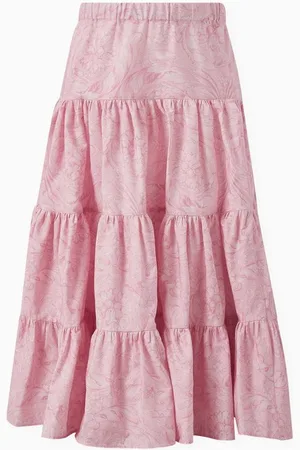 VERSACE Barocco-print Tiered Skirt in Poplin