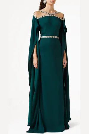 Tuvanam Embellished Cape Sleeved Dress