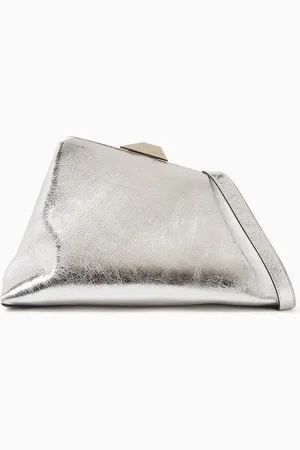 The Attico Day Off Craquele Shoulder Bag in Metallic Leather