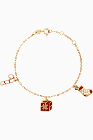 Damas Christmas Festive Charm Bracelet in 18kt Gold