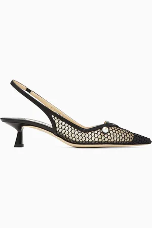 Jimmy Choo Amita Slingback Pumps in Fishnet Mesh & Napa