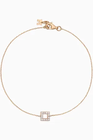 Mateo New York Mini Square Diamond Chain Bracelet in 14kt Gold
