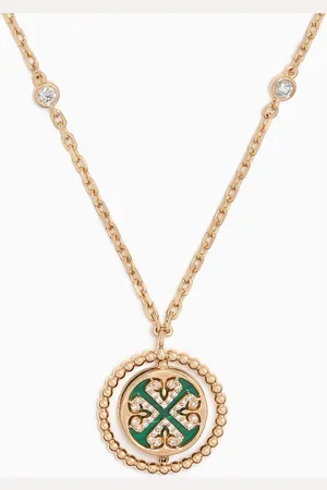 Damas Lace Lustrous Malachite & Diamond Necklace in 18kt Gold