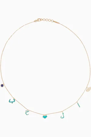 BIL ARABI Gold & Turquoise-Enamel Al Hobb Charm Necklace