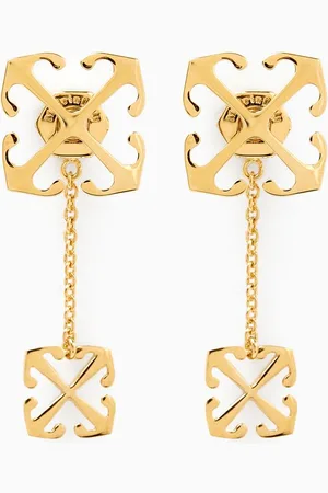 OFF-WHITE Double Arrows Drop Earrings in Brass