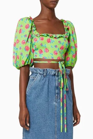 Miu Miu Floral Silk Crêpe Cropped Top