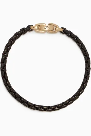 David Yurman Box Chain Bracelet in Stainless Steel with 14kt Yellow Gold, 5mm