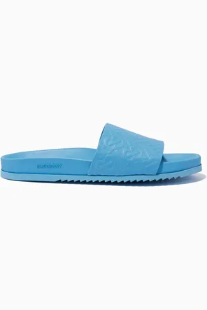 Burberry Melroy Monogram Slides in Leather & Rubber