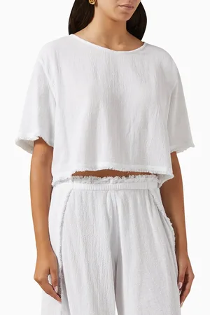 Caravana Pani Crop T-shirt in Cotton-jute