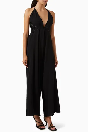Caravana Pakkun Plunge-neck Jumpsuit in Cotton-gauze