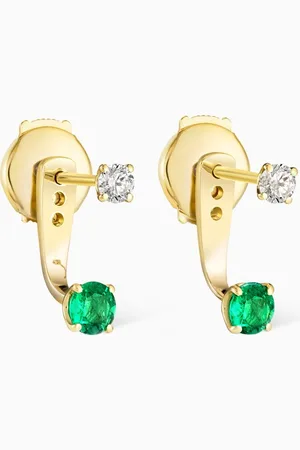 Fergus James Raindrop Diamond & Emerald Earrings in 18kt Gold