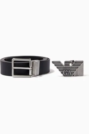Emporio Armani EA Interchangeable Buckle Reversible Belt in Leather