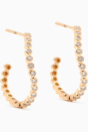 Mateo New York Diamond Bezel Wave Earrings in 14kt Gold