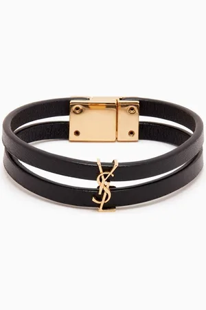 Saint Laurent Cassandre Double-strand Bracelet in Leather