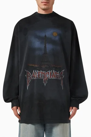 Balenciaga Paris Moon Double Front Oversized T-shirt in Cotton