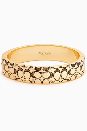 Coach Quilted C Hinged Bangle in Metal