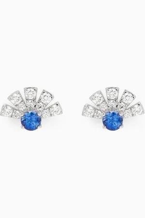 Fergus James Sunrise Diamond & Sapphire Stud Earrings in 18kt White Gold