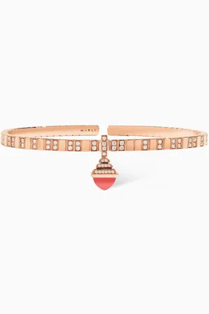 Marli Cleo Charm Diamond & Coral Bracelet in 18kt