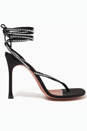 Amina Muaddi Cora 105 Crystal Lace-up Heels in Metallic Leather