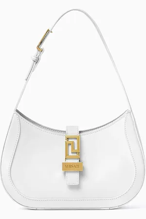 VERSACE Small Greca Goddess Hobo Bag in Polished Leather