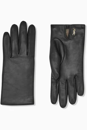 Saint Laurent Cassandre Short Slit Gloves in Sheepskin & Cashmere