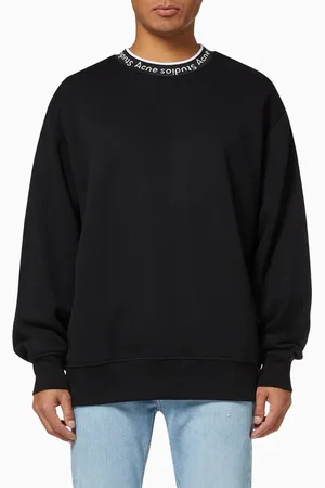 Acne Studios Logo Ribbed Crewneck Oversized Jersey Sweatshirt