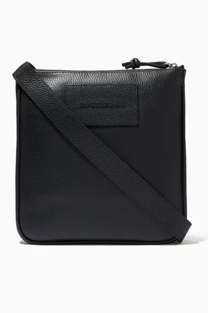 Emporio Armani EA Flat Crossbody Bag in Tumbled Leather