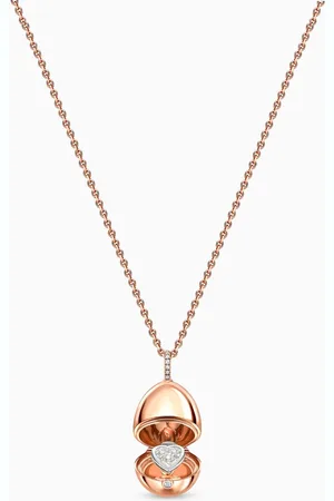 Faberge Essence Diamond Heart Locket Necklace in 18kt Rose Gold