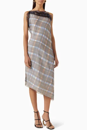 Salvatore Ferragamo August Check Midi Dress in Organza