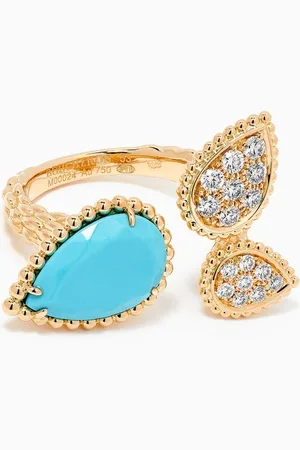 Boucheron Serpent Bohème Triple Motif Diamond & Turquoise Ring in 18kt Gold