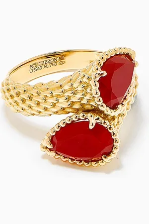 Boucheron Serpent Bohéme Toi et Moi Carnelian Ring in 18kt Gold, S Motifs