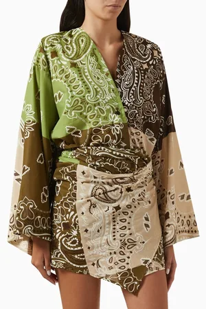 The Attico Bandana-print Mini Wrap Dress in Cotton
