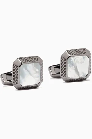 Tateossian Octo Cufflinks in Rhodium-plated Sterling Silver