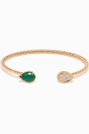 Boucheron Serpent Bohème Double Motif Diamond & Malachite Bracelet in 18kt Gold