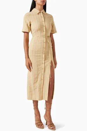 Matthew Bruch Button-Up Midi Shirt Dress in Tencel Blend