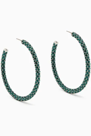 Amina Muaddi Large Cameron Crystal-embellished Hoop Earrings