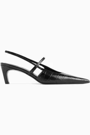 Totême Sharp Slingback Heels in Croc-embossed Leather