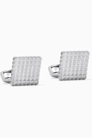 Tateossian Diamond Giza Square Cufflinks in Rhodium-plated Metal