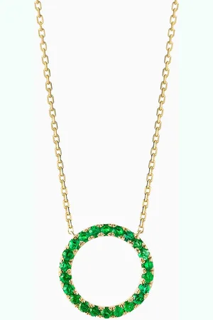 Fergus James Circular Emerald Pendant Necklace in 18kt Gold