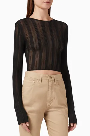 Saint Laurent Cropped Top in Striped Knit