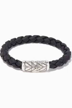 David Yurman Chevron Silver & Rubber Weave Bracelet
