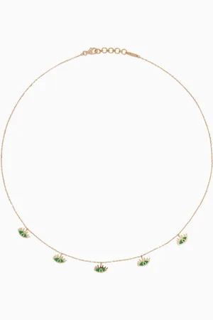 BIL ARABI Gold & Green-Enamel Eye Charm Necklace