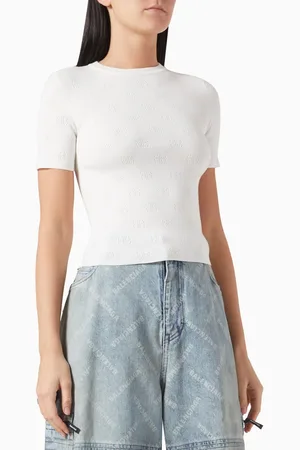 Balenciaga BB Cropped Knit Top in Wool