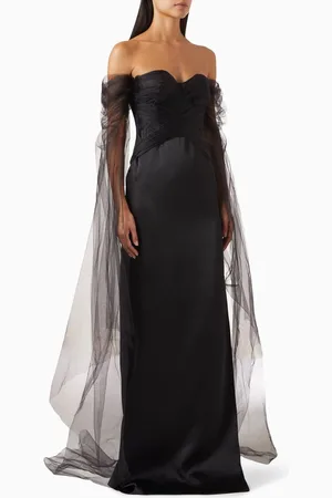 Tuvanam Off-shoulder Cape-sleeve Dress